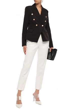 Walter Baker Phelps Double-breasted Crepe De Chine Blazer In Black