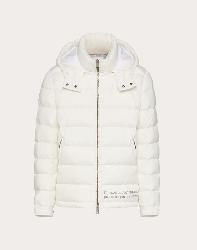 white hooded puffer jacket