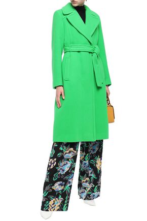 Diane Von Furstenberg Belted Wool-blend Felt Coat In Bright Green