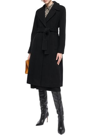 Diane Von Furstenberg Belted Wool-blend Felt Coat In Black