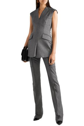Stella Mccartney Frayed Wool And Cotton-blend Jacquard Vest In Black
