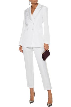 Click to view more detailed imagery on our partner's website Les HÉroÏnes By Vanessa Cocchiaro The Gladys Double-breasted Shantung Blazer In Ivory