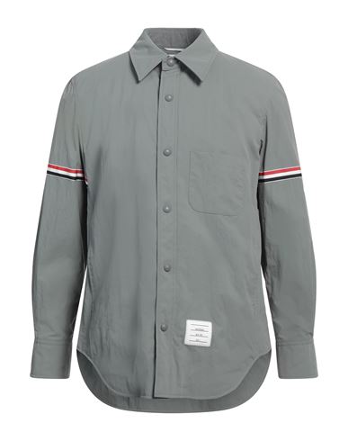 Thom Browne Man Shirt Sage Green Size 2 Nylon, Polyester In Sage Green