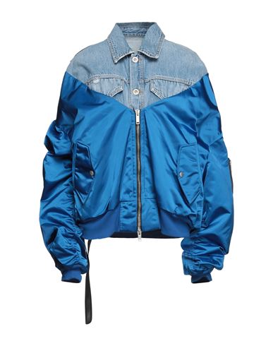 Ben Taverniti Unravel Project Woman Jacket Azure Size 0 Cotton, Polyamide, Elastane, Viscose, Polyurethane