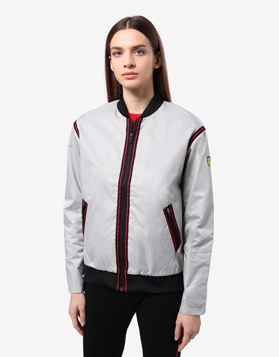 Bomber donna in satin con nastri a contrasto