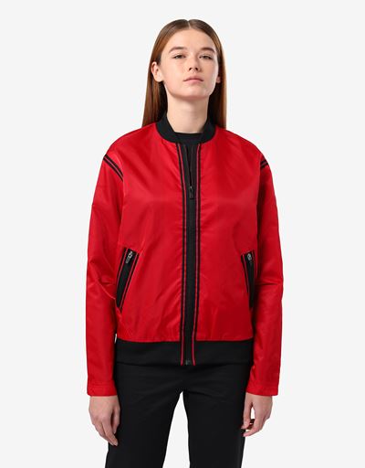 Bomber donna in satin con nastri a contrasto