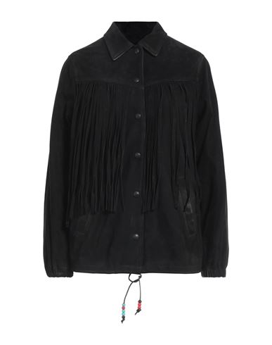Shop Golden Goose Woman Jacket Black Size S Ovine Leather, Bovine Leather