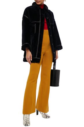 Marni Oversized Vegan Leather-trimmed Shearling Coat In Midnight Blue