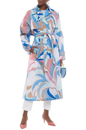 EMILIO PUCCI PRINTED SHELL TRENCH COAT,3074457345622046406
