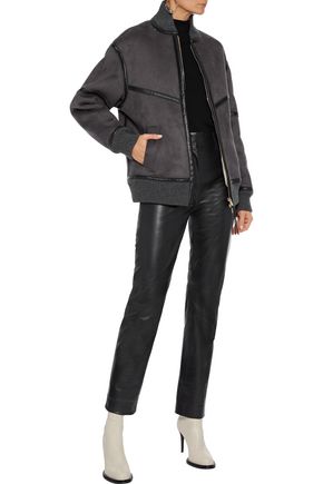 Stella Mccartney Nola Faux Leather And Suede Bomber Jacket In Anthracite