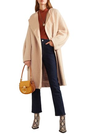 Shop Chloé Double-breasted Belted Wool-blend Felt Coat In Beige