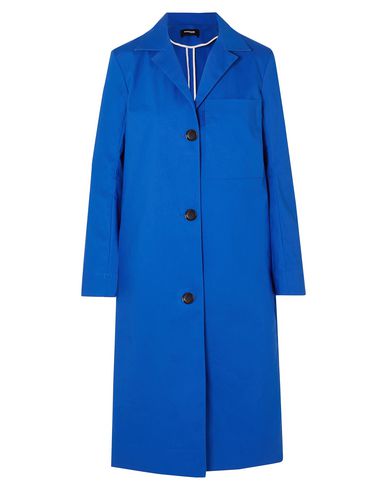 Woman Overcoat & Trench Coat Blue Size 2 Cotton, Rubber