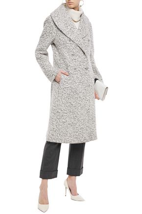 Dkny Double-breasted Bouclé Coat In Gray | ModeSens