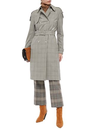 MICHAEL MICHAEL KORS BELTED CHECKED STRETCH-WOOL TRENCH COAT,3074457345622138804