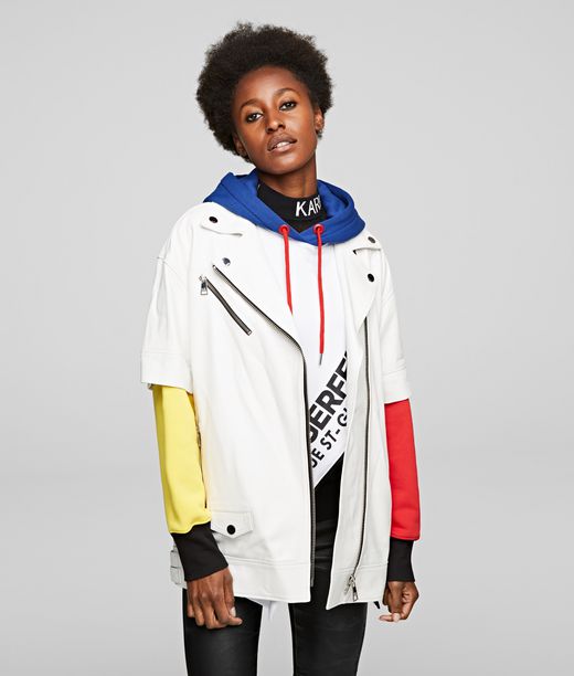 Woman Leather Biker Gilet White 100% Lambskin - Size: 6