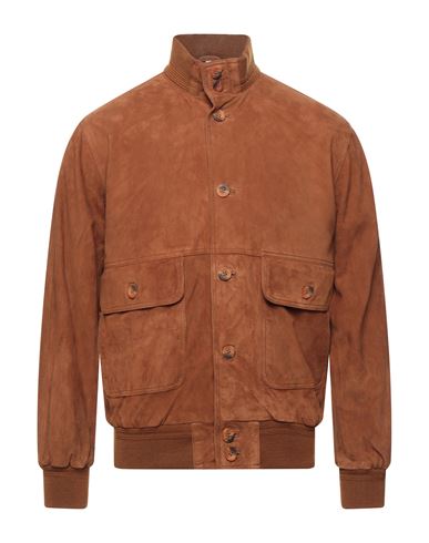 Man Jacket Tan Size 42 Soft Leather, Polyester, Textile fibers