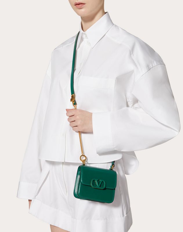 Micro VSLING Shiny Calfskin Shoulder Bag for Woman | Valentino Online  Boutique
