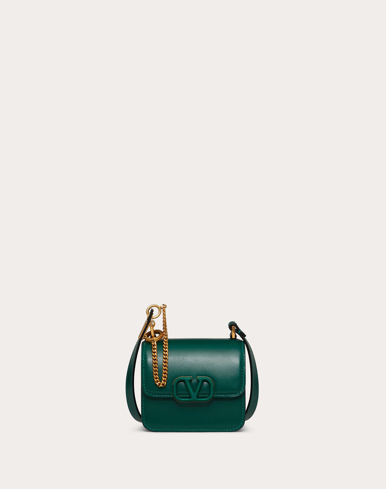 Valentino Garavani Micro Vsling Shiny Calfskin Shoulder Bag In Green