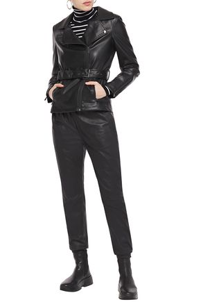 Dkny Belted Faux Leather Jacket In Black | ModeSens