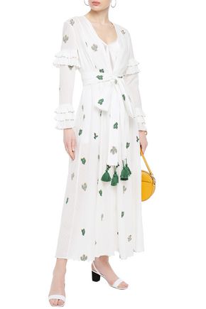 We Are Leone Embroidered Fil-coupé Cotton Maxi Dress In White