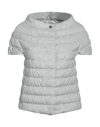 Herno Woman Down Jacket Light Grey Size 4 Silk, Cashmere