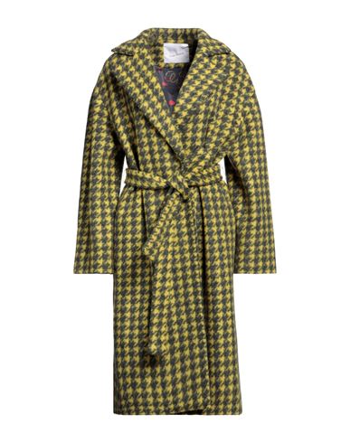 Giada Benincasa Woman Coat Yellow Size L Virgin Wool, Viscose, Polyamide, Cashmere