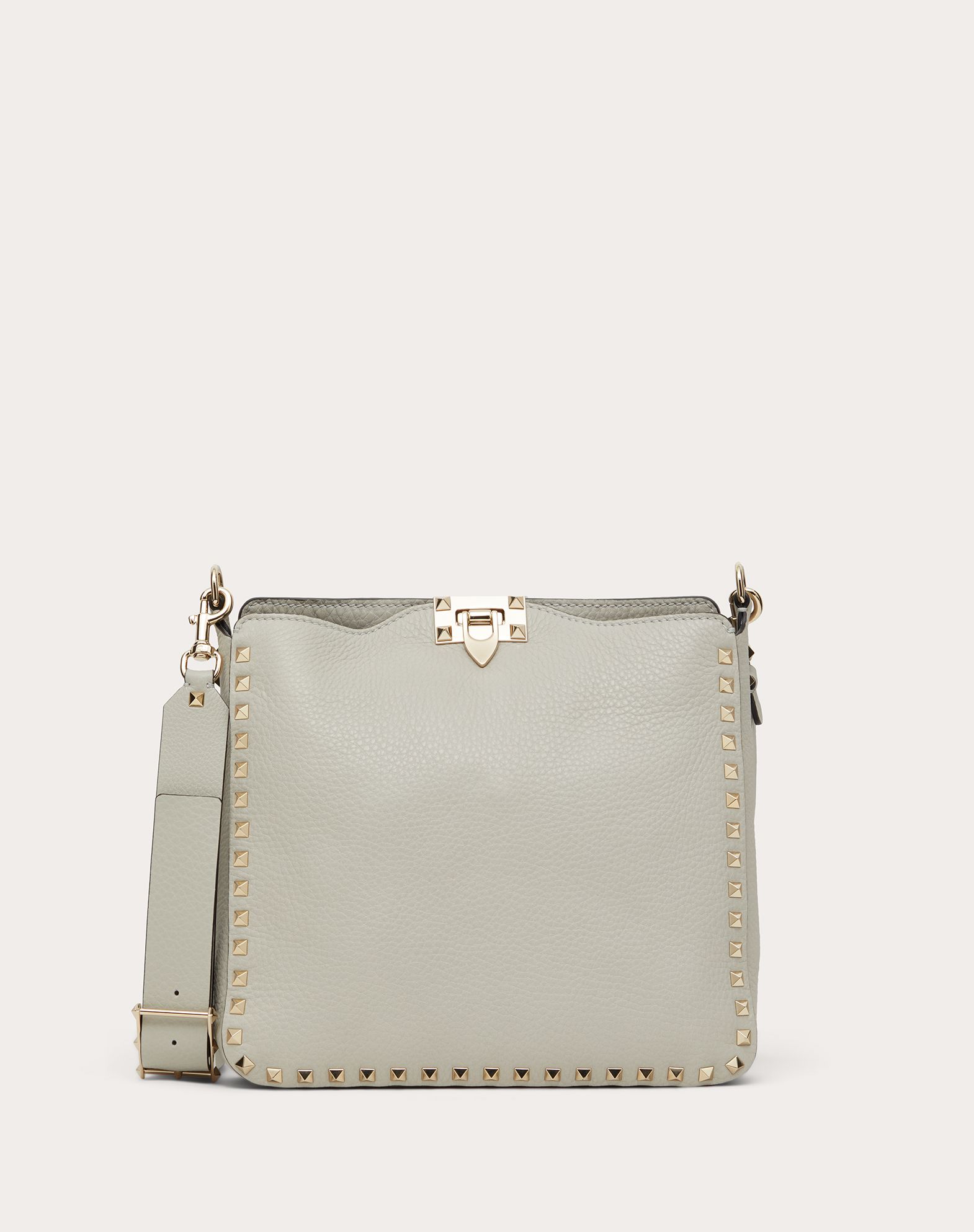 small rockstud grainy leather hobo bag