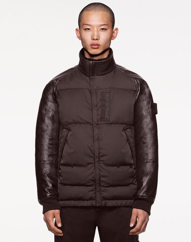 stone island featherweight leather down jacket