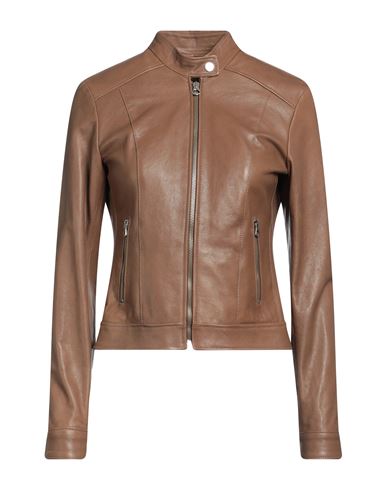 Masterpelle Woman Jacket Brown Size 12 Soft Leather