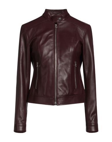 Masterpelle Woman Jacket Burgundy Size 10 Soft Leather In Red