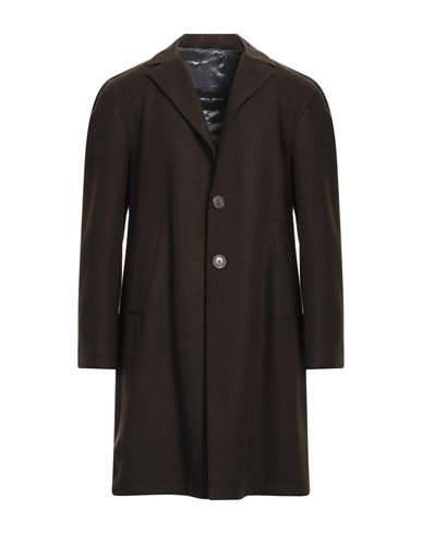 Shop Frankie Morello Man Coat Dark Green Size 38 Virgin Wool, Acrylic, Cashmere