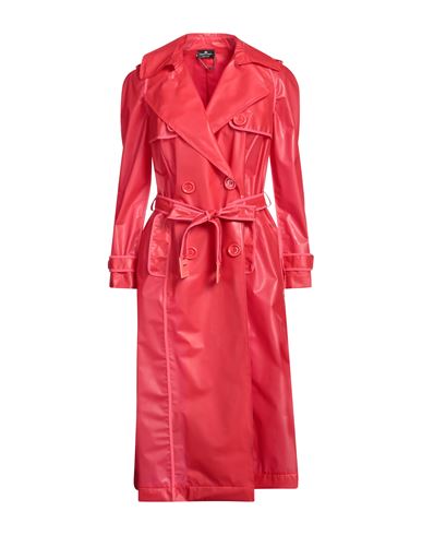 Woman Overcoat & Trench Coat Tomato red Size 4 Polyurethane, Polyester