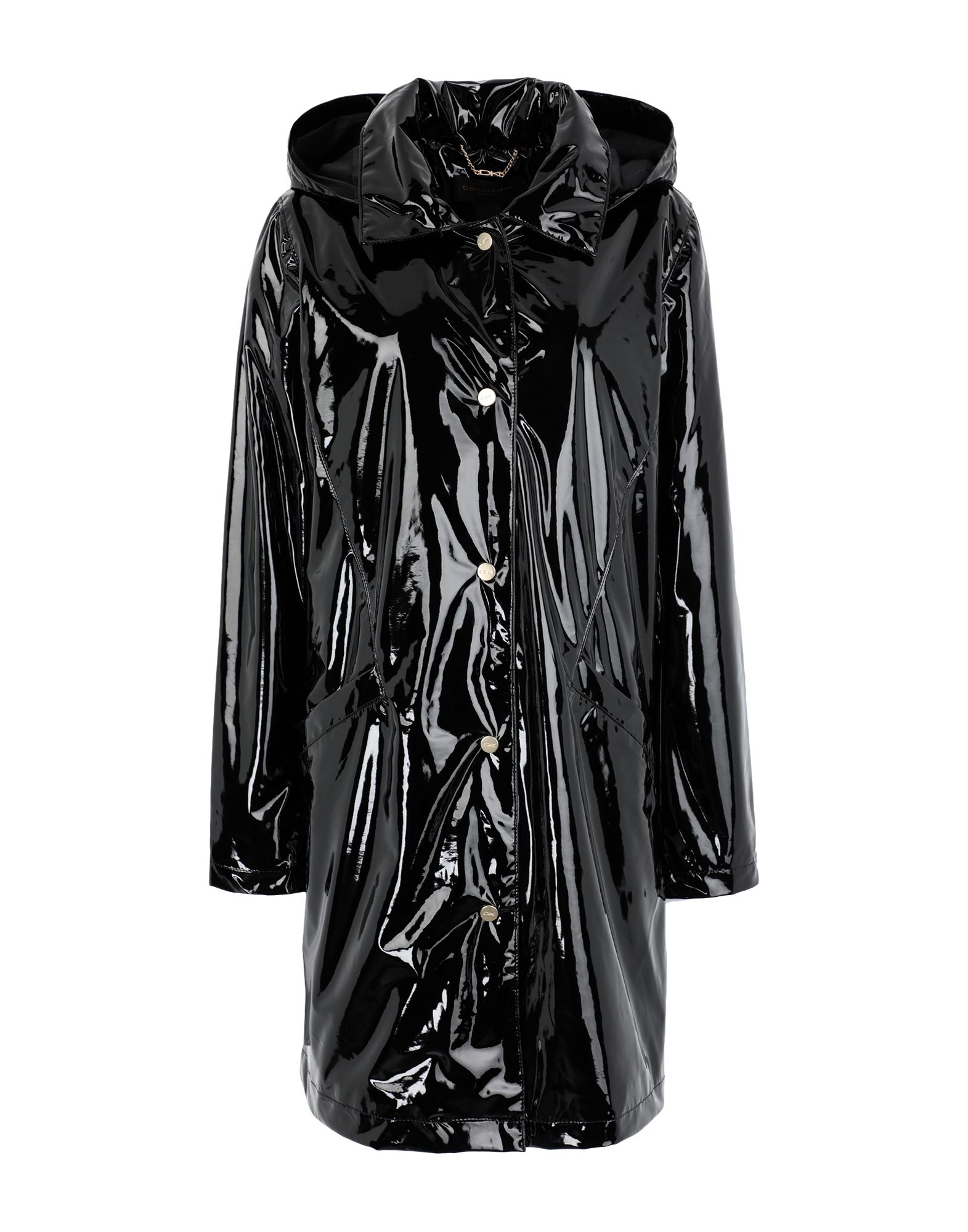 《セール開催中》DONNA KARAN レディース ライトコート ブラック XS ポリエステル 89% / ポリウレタン 11% / ポリウレタンコート GLOSSY RAINCOAT