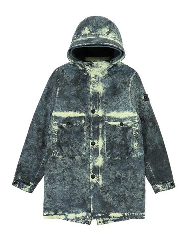 STONE ISLAND TEEN 41638 PAINTBALL CAMO COTTON CANVAS  Mid-length jacket Man Avio Blue EUR 770