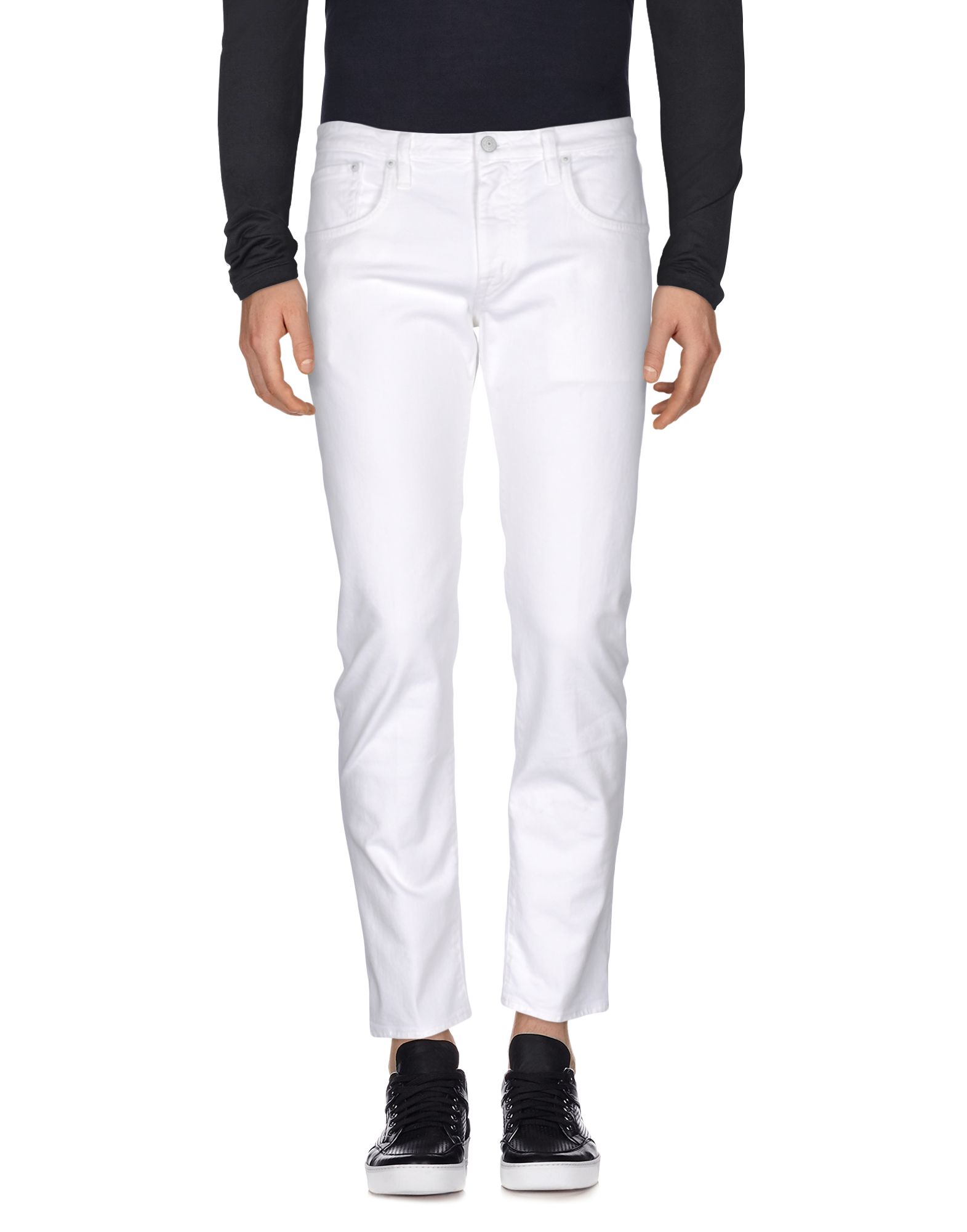 People (+)  Man Pants White Size 34 Cotton, Elastane In White