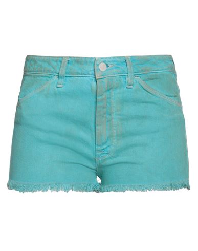 Woman Denim shorts Turquoise Size 28 Cotton, Elastane