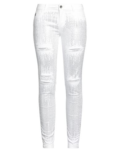 !m?erfect Woman Jeans White Size 25 Cotton, Elastane