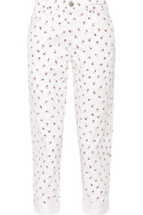 CURRENT/ELLIOTT The Fling floral-print mid-rise slim boyfriend jeans