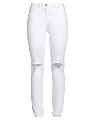 Woman Pants White Size 27 Cotton, Polyurethane