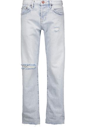 CURRENT/ELLIOTT The Crossover mid-rise distressed straight-leg jeans