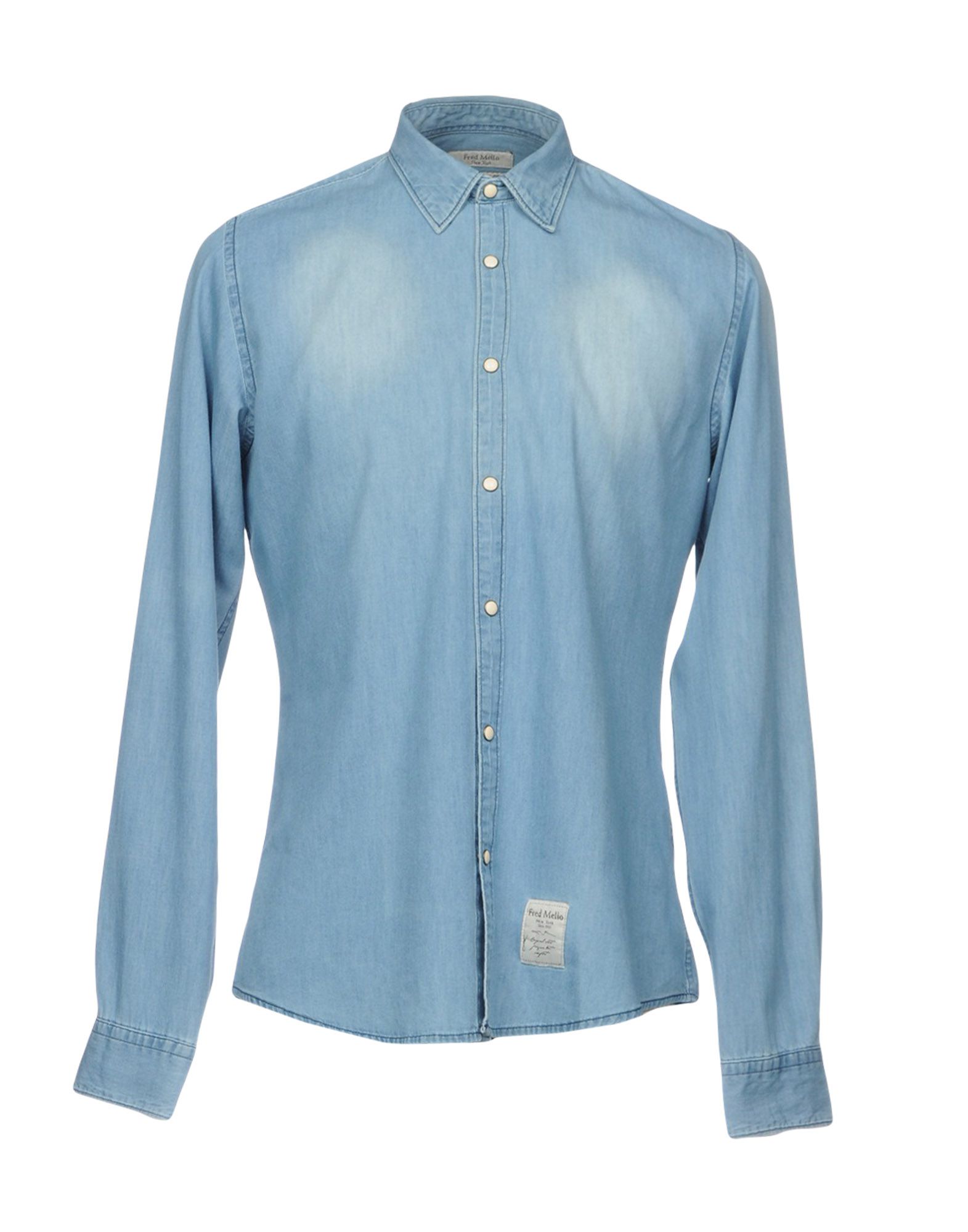 《送料無料》FRED MELLO メンズ デニムシャツ ブルー S コットン 100%