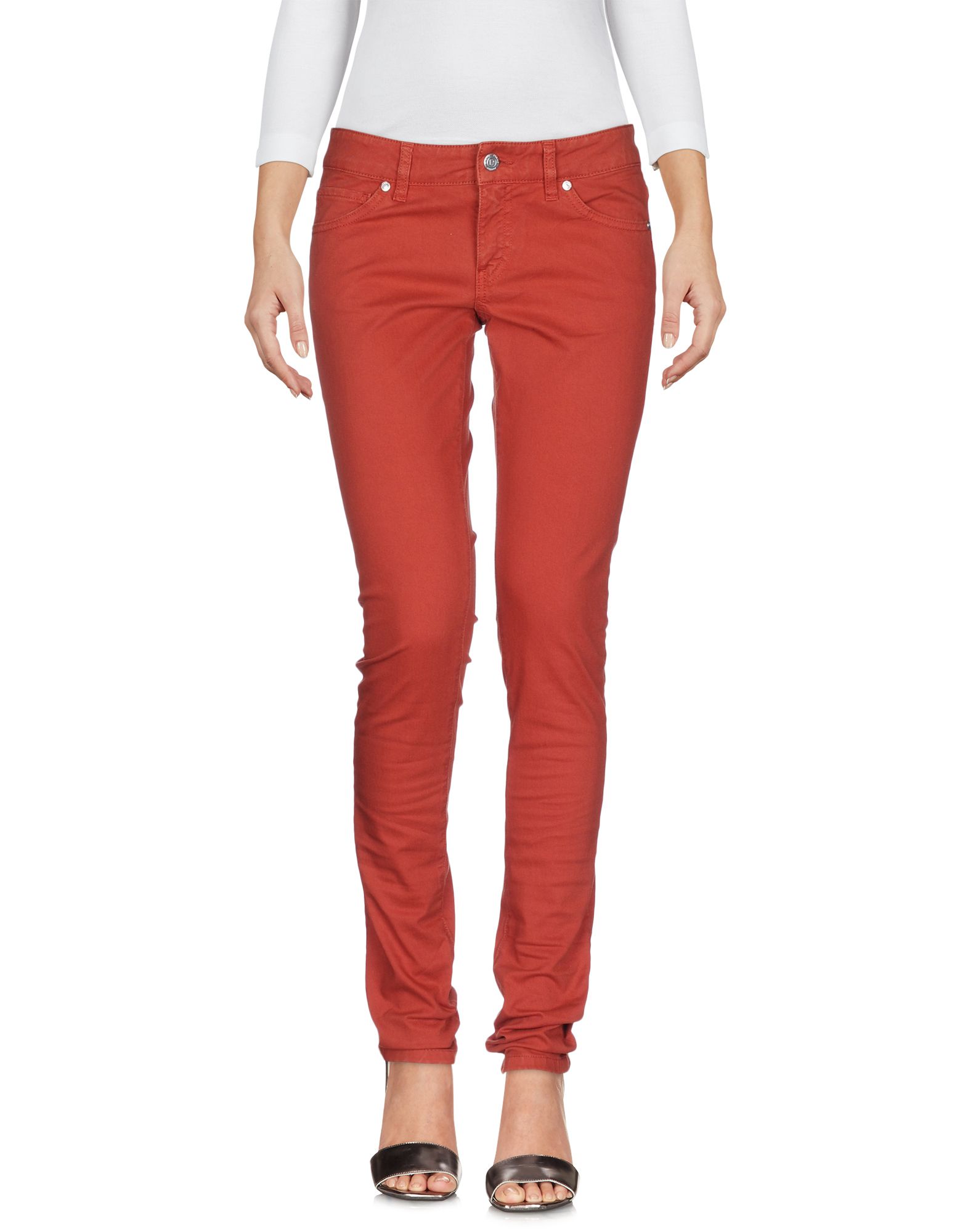 Shop Pinko Woman Jeans Rust Size 29 Cotton, Elastane In Red