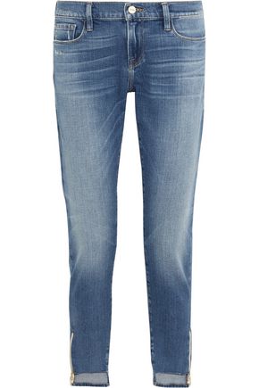 FRAME Garcon distressed mid-rise slim boyfriend jeans