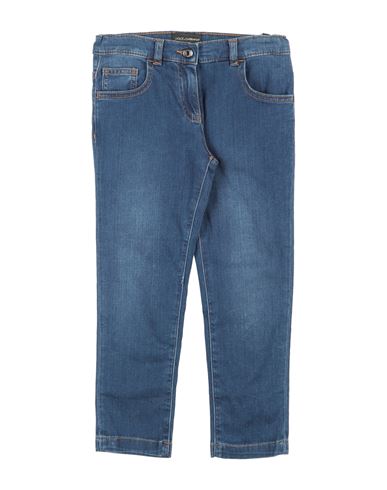 Dolce & Gabbana Babies'  Toddler Girl Jeans Blue Size 7 Cotton, Elastane, Cow Leather
