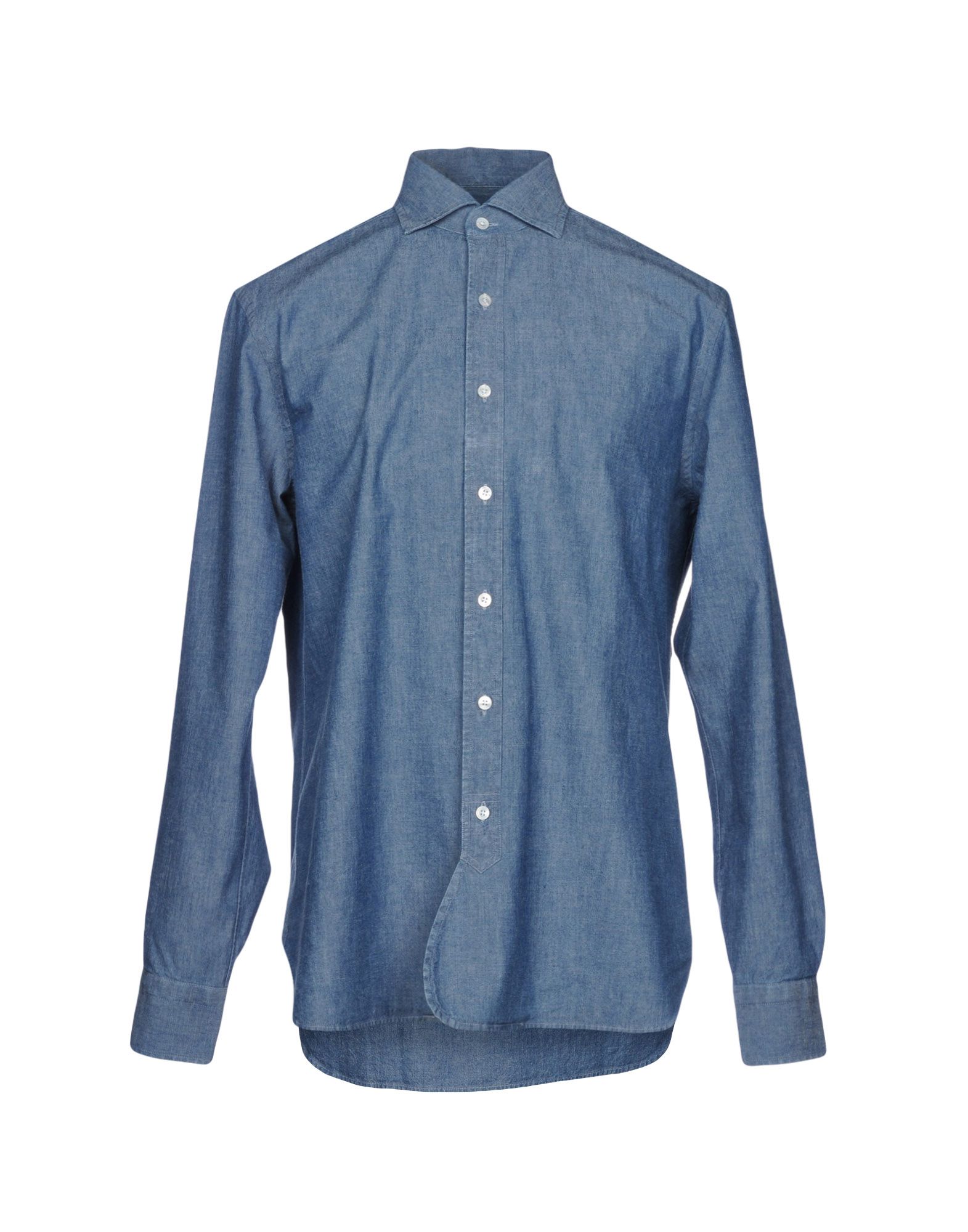 《送料無料》DOPPIAA メンズ デニムシャツ ブルー 39 コットン 100%