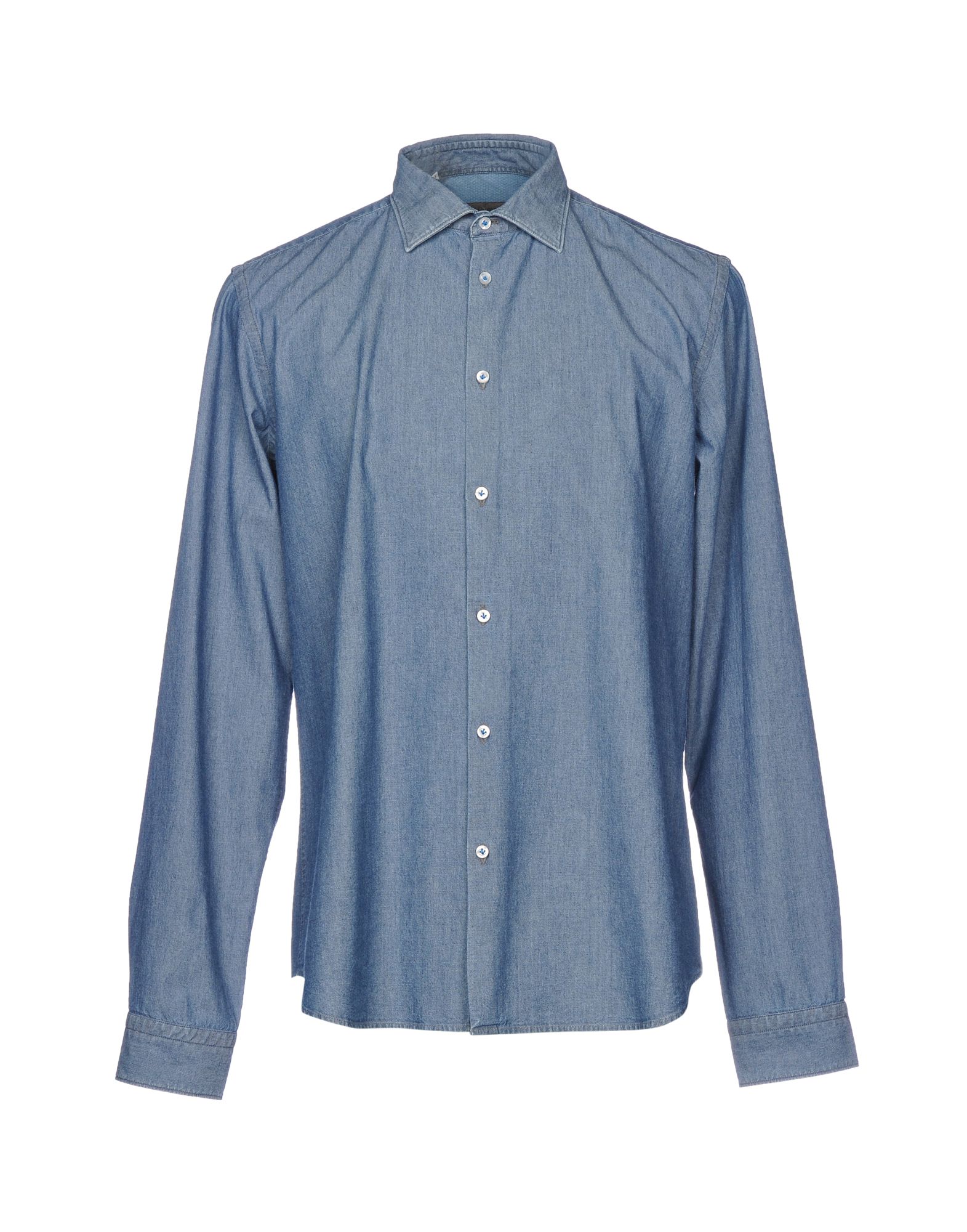《送料無料》MANUEL RITZ メンズ デニムシャツ ブルー 43 コットン 100%