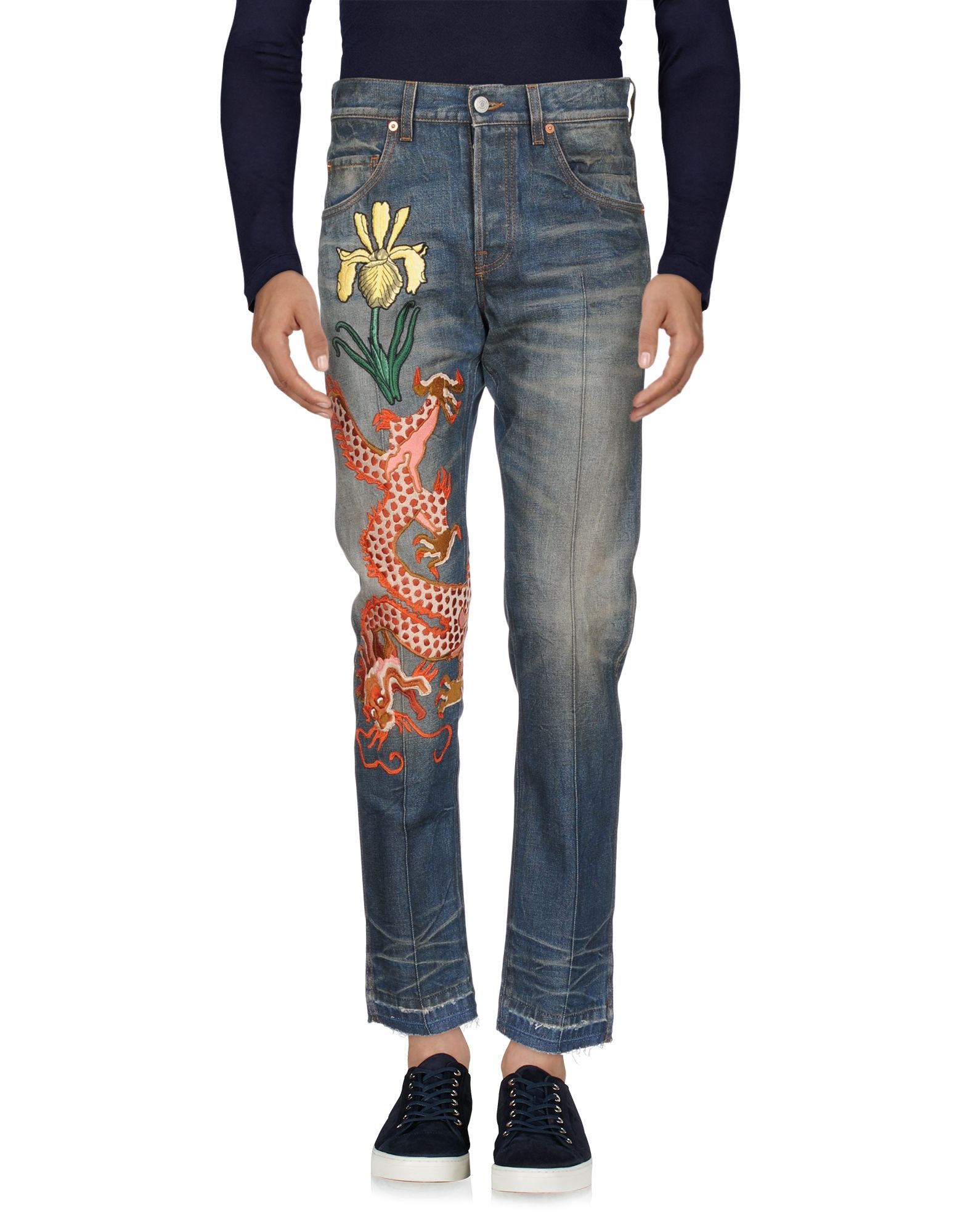 gucci embroidered jeans