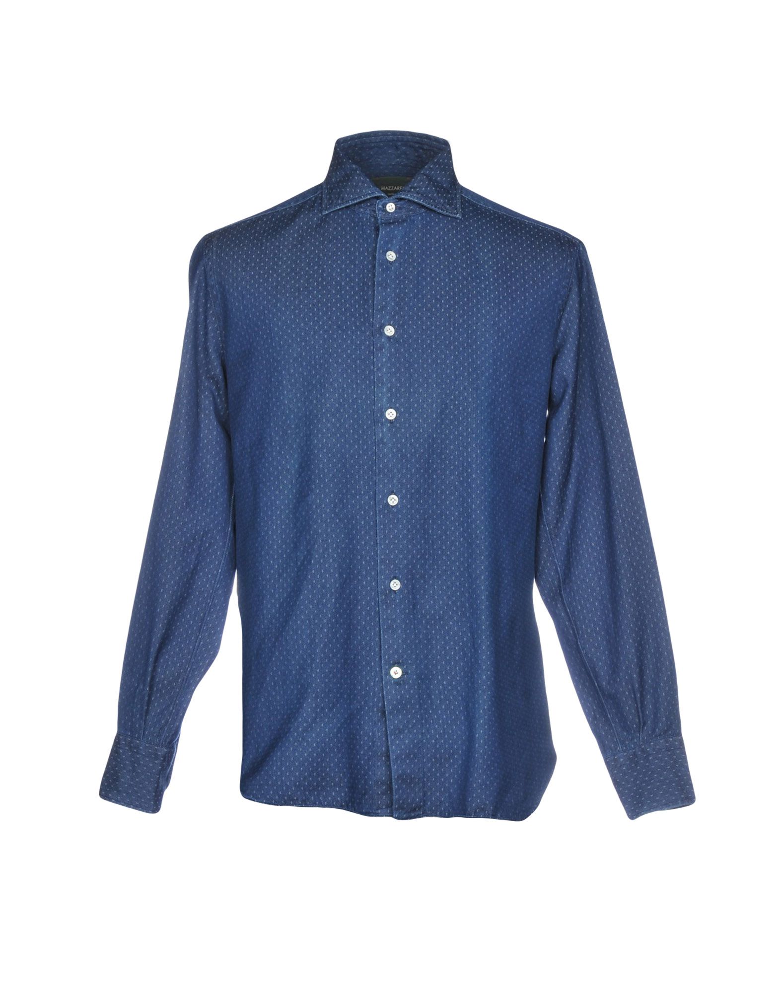 《送料無料》MAZZARELLI メンズ デニムシャツ ブルー 42 コットン 100%