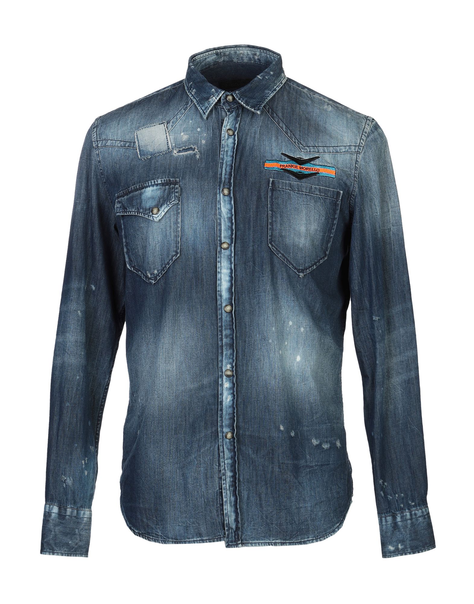 《送料無料》FRANKIE MORELLO メンズ デニムシャツ ブルー XS コットン 100%