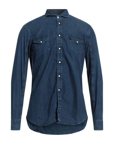 ALESSANDRO GHERARDI ALESSANDRO GHERARDI MAN DENIM SHIRT BLUE SIZE L COTTON, ELASTANE 